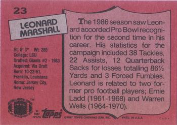 1987 Topps #23 Leonard Marshall Back