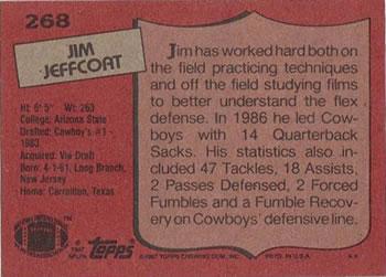 1987 Topps #268 Jim Jeffcoat Back