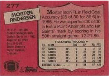 1987 Topps #277 Morten Andersen Back