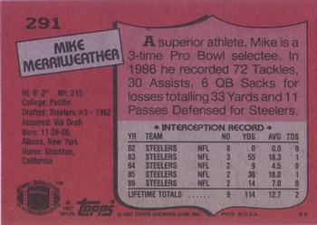 1987 Topps #291 Mike Merriweather Back