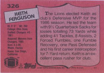 1987 Topps #326 Keith Ferguson Back