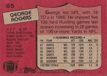 1987 Topps #65 George Rogers Back