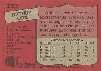 1987 Topps #253 Arthur Cox Back
