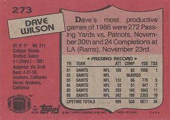 1987 Topps #273 Dave Wilson Back