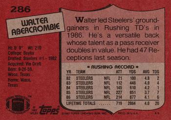 1987 Topps #286 Walter Abercrombie Back