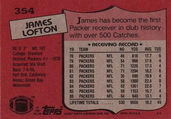 1987 Topps #354 James Lofton Back