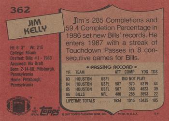 1987 Topps #362 Jim Kelly Back