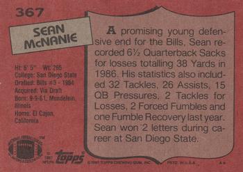 1987 Topps #367 Sean McNanie Back