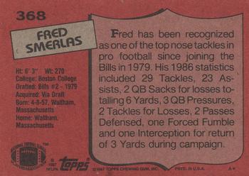 1987 Topps #368 Fred Smerlas Back