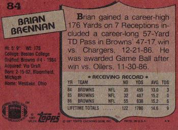 1987 Topps #84 Brian Brennan Back