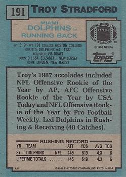 1988 Topps #191 Troy Stradford Back
