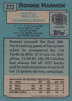 1988 Topps #222 Ronnie Harmon Back