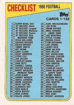 1988 Topps #394 Checklist 1-132 Front