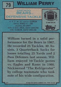 1988 Topps #79 William Perry Back