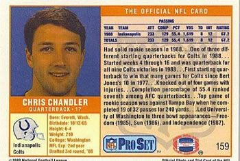 1989 Pro Set #159 Chris Chandler Back