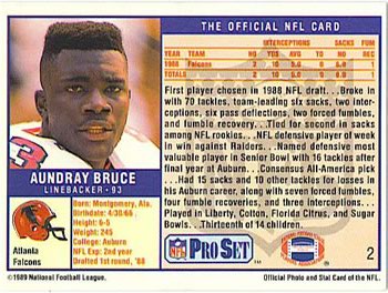1989 Pro Set #2 Aundray Bruce Back