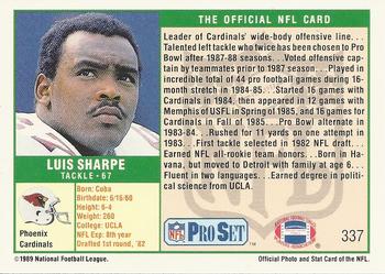 1989 Pro Set #337 Luis Sharpe Back