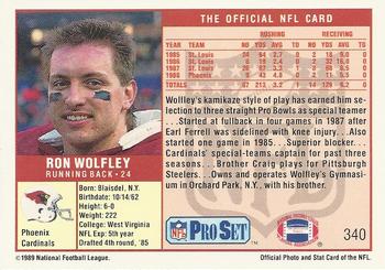 1989 Pro Set #340 Ron Wolfley Back