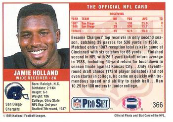 1989 Pro Set #366 Jamie Holland Back