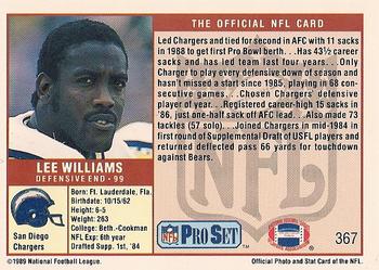 1989 Pro Set #367 Lee Williams Back
