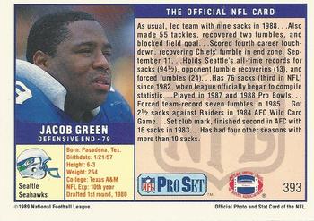 1989 Pro Set #393 Jacob Green Back