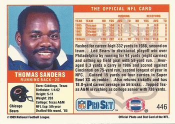 1989 Pro Set #446 Thomas Sanders Back