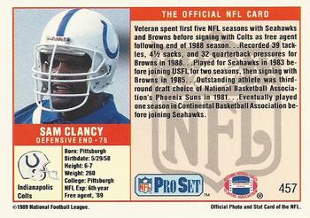 1989 Pro Set #457 Sam Clancy Back
