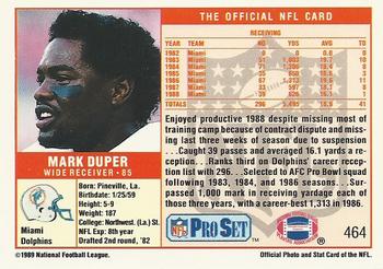 1989 Pro Set #464 Mark Duper Back
