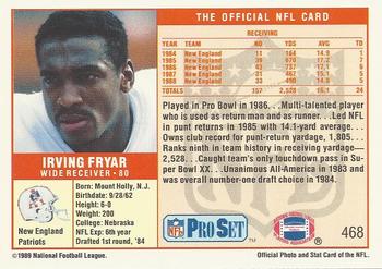 1989 Pro Set #468 Irving Fryar Back