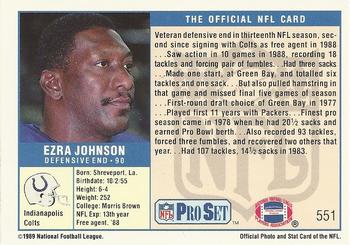 1989 Pro Set #551 Ezra Johnson Back