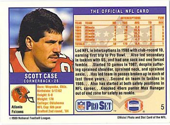 1989 Pro Set #5 Scott Case Back