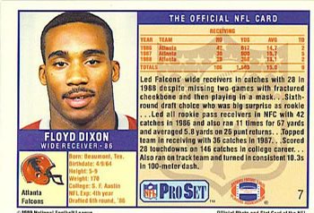 1989 Pro Set #7 Floyd Dixon Back