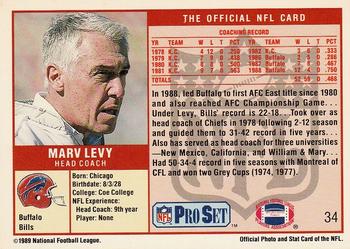 1989 Pro Set #34 Marv Levy Back