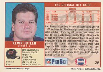 1989 Pro Set #36 Kevin Butler Back