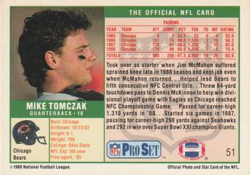 1989 Pro Set #51 Mike Tomczak Back