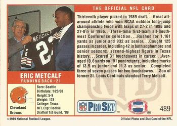 1989 Pro Set #489 Eric Metcalf Back
