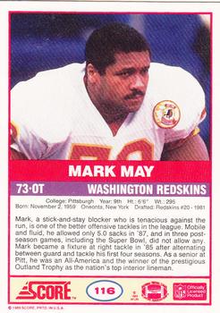 1989 Score #116 Mark May Back