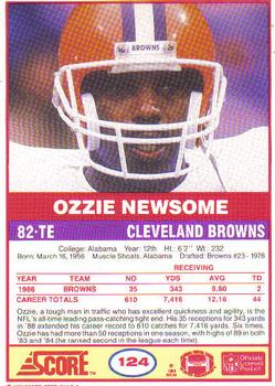 1989 Score #124 Ozzie Newsome Back