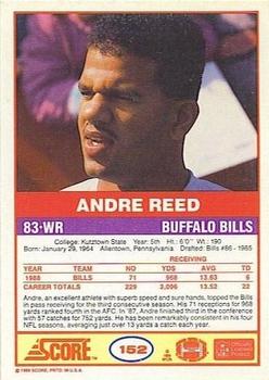 1989 Score #152 Andre Reed Back