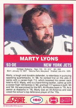 1989 Score #160 Marty Lyons Back
