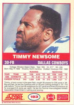 1989 Score #183 Timmy Newsome Back