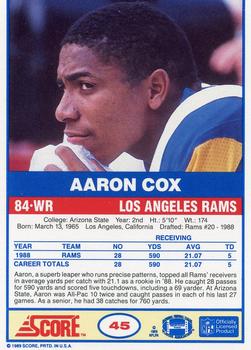 1989 Score #45 Aaron Cox Back