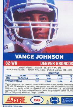 1989 Score #56 Vance Johnson Back