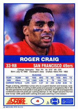 1989 Score #4 Roger Craig Back