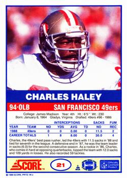 1989 Score #21 Charles Haley Back