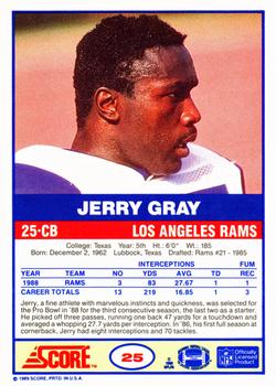 1989 Score #25 Jerry Gray Back
