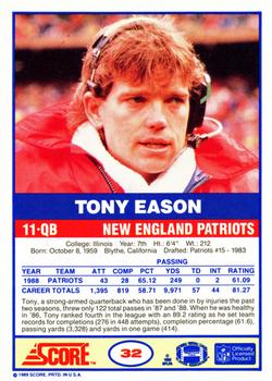 1989 Score #32 Tony Eason Back