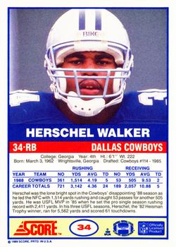 1989 Score #34 Herschel Walker Back