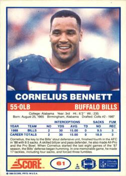 1989 Score #61 Cornelius Bennett Back