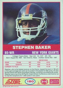 1989 Score #180 Stephen Baker Back